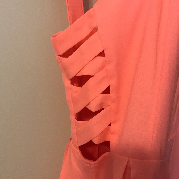 Neon Pink Mini Skater Dress with Side Cut Outs - Picture 2 of 7